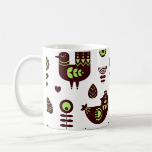 Dänisch Vintages Folklore Tulip Bird-Muster Kaffeetasse