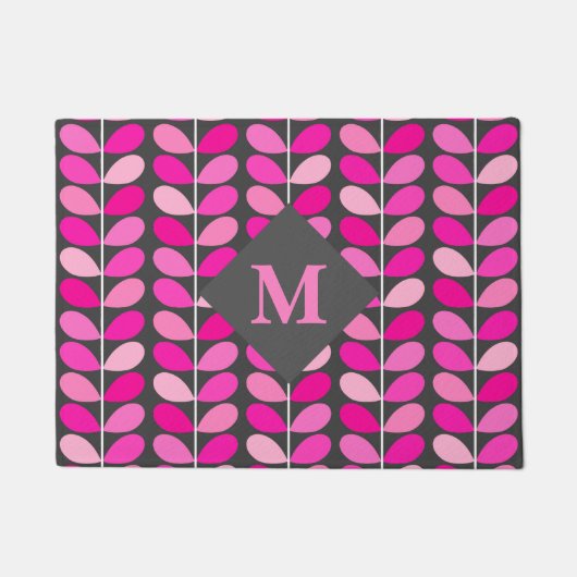Dänische Blätter mit Monogramm, Fuchsienrosa und G Fußmatte (Vorderseite)