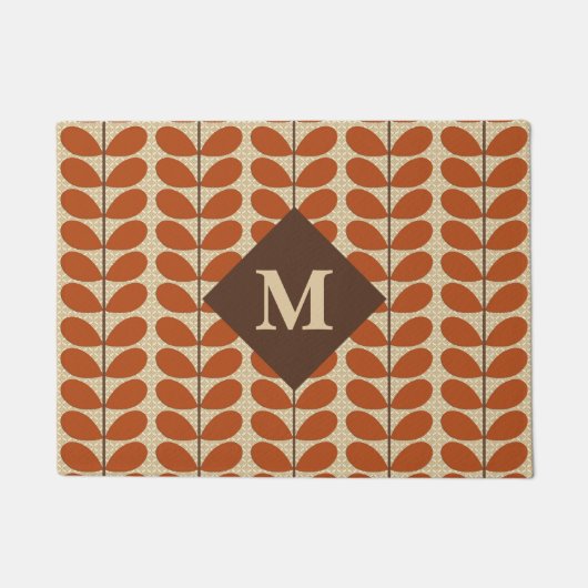 Dänische Blätter mit Monogramm, Rostbraun und Beig Fußmatte (Vorderseite)