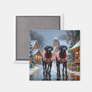 Dänische Doggen Weihnachten Schnee Urlaub Magnet