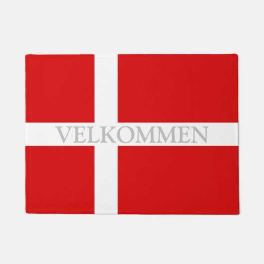Dänische Flagge Begrüßungstür mat - Velkommen Fußmatte (Vorderseite)