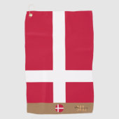 Dänische Flagge & Dänemark, mit Monogramm / Golftü Golfhandtuch (Vorderseite)