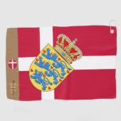 Dänische Flagge & Dänemark, mit Monogramm / Golftü Golfhandtuch (Horizontal)