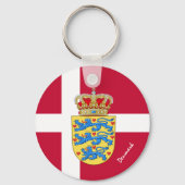 Dänische Flagge, Emblem & Dänemark Urlaub / Sport Schlüsselanhänger (Vorderseite)