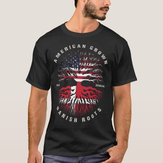 Dänische Flagge für Amerikanische Groß T-Shirt (Vorderseite)