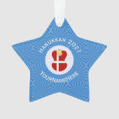 Dänische Flagge Hanukkah Angel Name Jahr Star Ornament (Vorderseite)