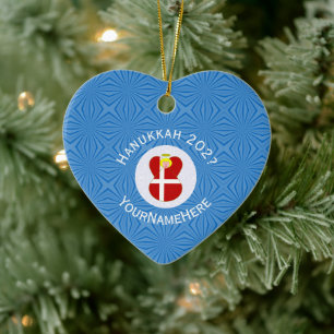Dänische Flagge Hanukkah Engel Name Jahr Herz Keramik Ornament