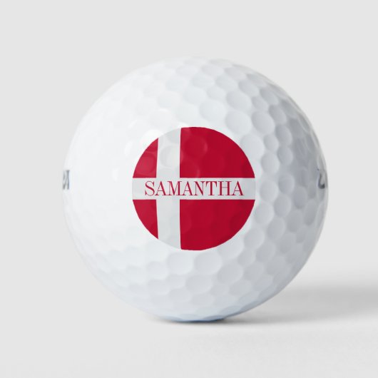 Dänische Flagge mit Individuelle Name Golfball (Vorderseite)