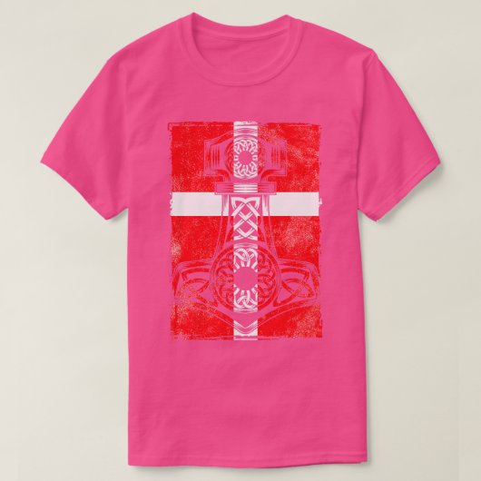 Dänische Flagge Mjlnir T-Shirt (Design vorne)