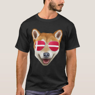 Dänische Flagge Shiba Inu Hund Dänemark Tasche T-Shirt