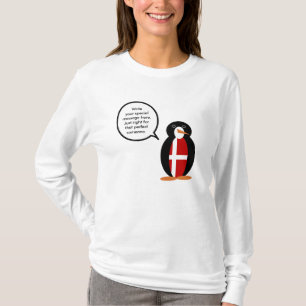 Dänische Flagge Sprechende Ms. Pinguin Personalisi T-Shirt
