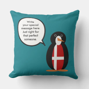 Dänische Flagge Sprechende Ms-Pinguin-Personalisie Kissen Für Draußen