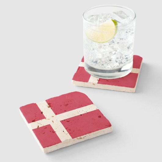 Dänische Flagge Steinuntersetzer (Seitenansicht)