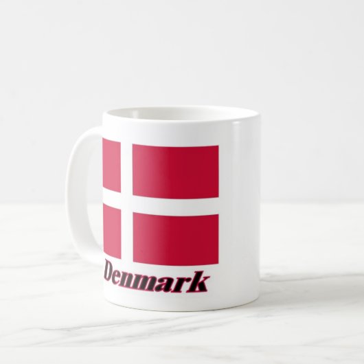 Dänische Flagge und Name Kaffeetasse (Vorderseite Links)