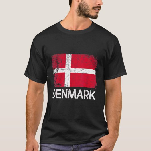 Dänische Flagge Vintag T-Shirt (Vorderseite)