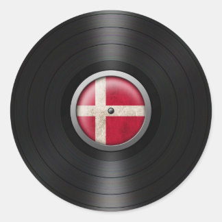 Dänische Flagge Vinyl Record Album Graphic Runder Aufkleber