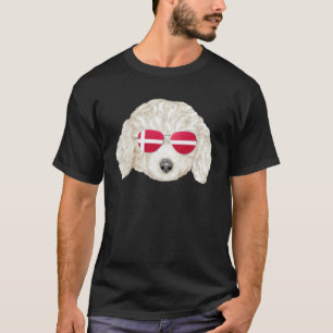 Dänische Flagge Weißer Pudel Hund Dänemark Tasche T-Shirt