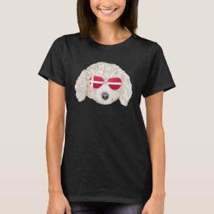 Dänische Flagge White Poodle Dog Dänemark Pocket T-Shirt