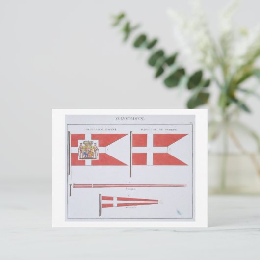 Dänische Flaggen, aus einem französischen Flaggenb Postkarte (Stehend Vorderseite)