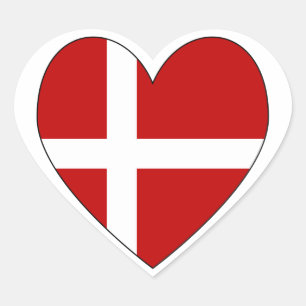 Dänische Herz-Valentinsflagge Herz-Aufkleber
