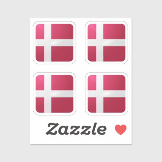 Dänische Hochglanzflagge Aufkleber (Blatt)