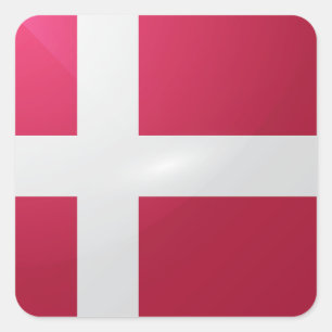 Dänische Hochglanzflagge Quadratischer Aufkleber