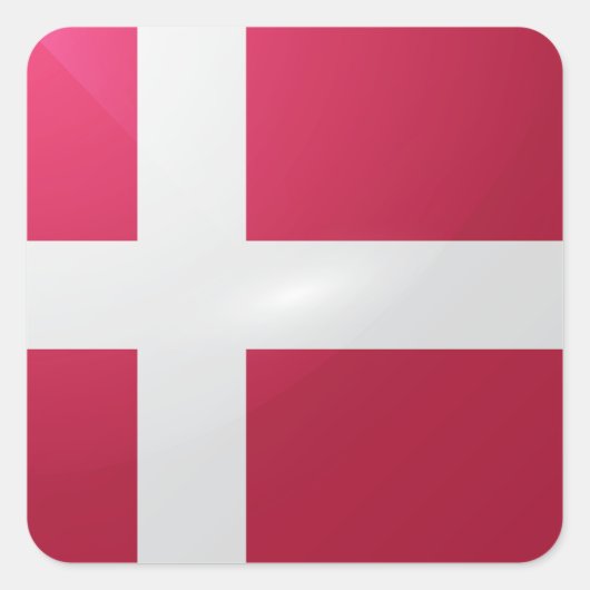 Dänische Hochglanzflagge Quadratischer Aufkleber (Vorderseite)