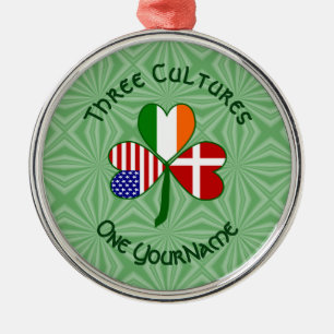 Dänische Irische Amerikanische Flaggen Kleeblatt D Ornament Aus Metall