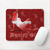 Dänische Mädchen-Silhouette-Flagge Mousepad (Mit Mouse)