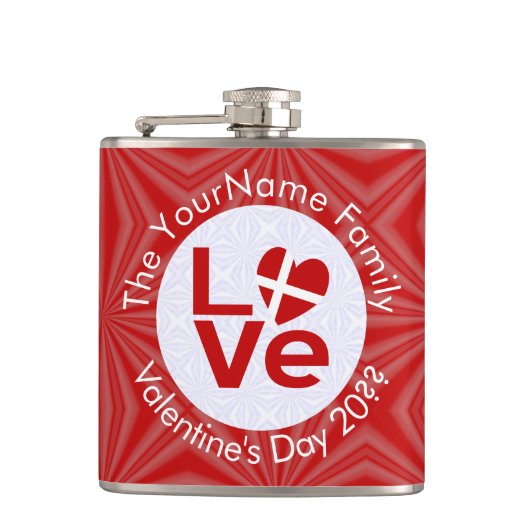 Dänische Rote LIEBE Personalisiert Flachmann (Vorderseite)