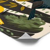 Dänische skandinavische Vogelbäume Minimalistisch  Poster (Ecke)