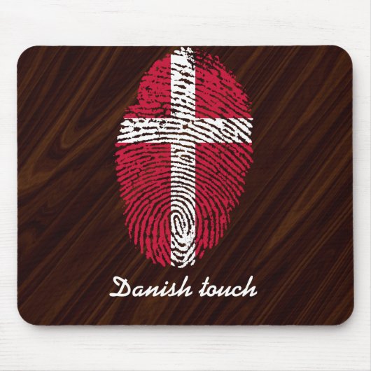 Dänische Touch-Fingerabdruckflagge Mousepad (Vorne)
