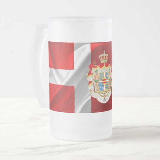 Dänische Wappen Mattglas Bierglas (Vorderseite Links)