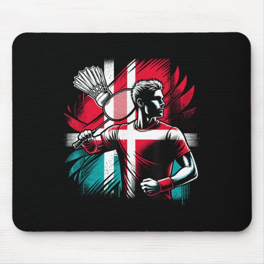 Dänischer Badmintonspieler stolzer Patriot Athlet Mousepad (Vorne)