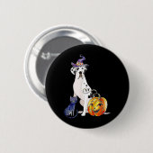 Dänischer Dogge Halloween Harlekin Hexe Kürbis Button (Vorne & Hinten)