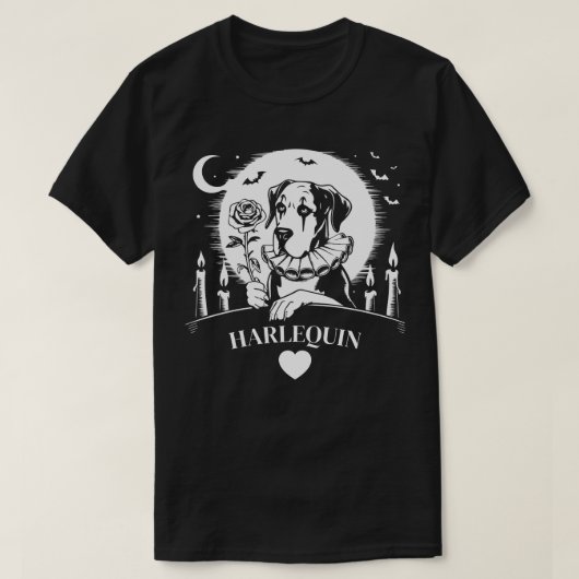 Dänischer Dogge HARLEKIN HERZ T-Shirt (Design vorne)