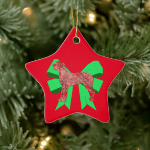 Dänischer Dogge Hund Silhouette Grüner Bogen Weihn Keramik Ornament