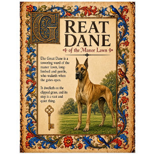 Dänischer Dogge, mittelalterliche Bestiarien-Kunst Postkarte