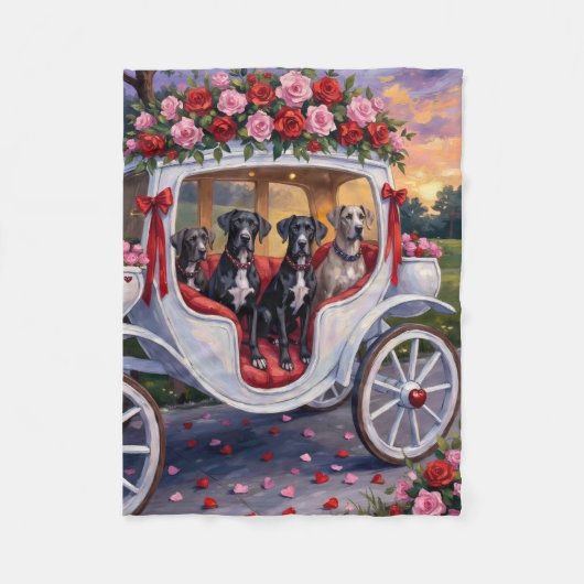 Dänischer Dogge Valentinstag Fleecedecke (Vorderseite)