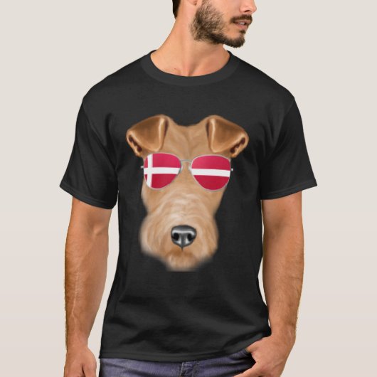 Dänischer Flaggendraht Fox Terrier Dog Dänemark Po T-Shirt (Vorderseite)