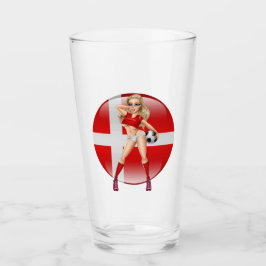 Dänischer Fußballfan Roligan Girl on Drink Glass Glas