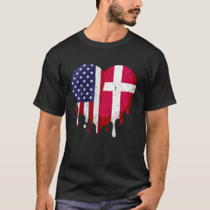 Dänischer Heritage Monat Dänemark Flaggenherz T-Shirt