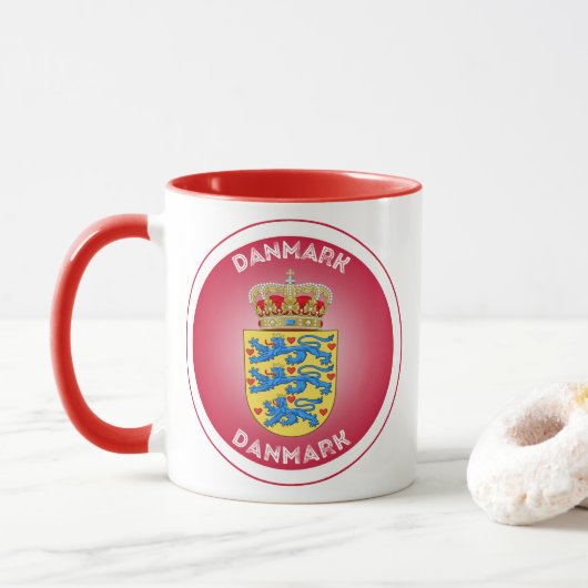 Dänischer Wappen Kreisform  Tasse (Mit Donut)