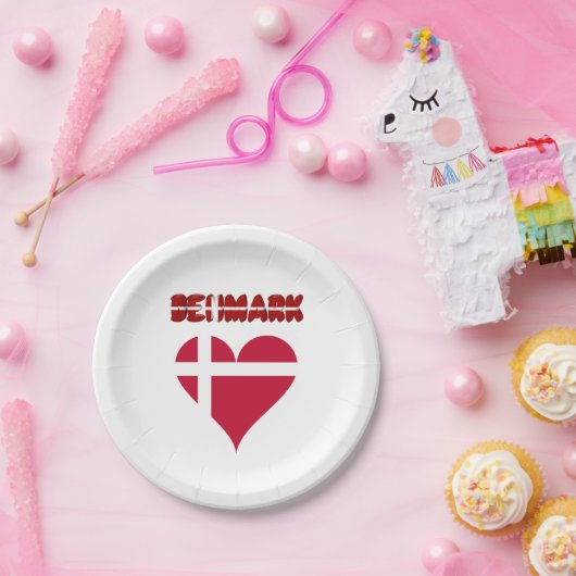 Dänisches Herz Pappteller (Party)