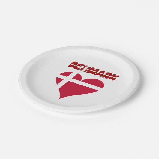 Dänisches Herz Pappteller (Schrägansicht)