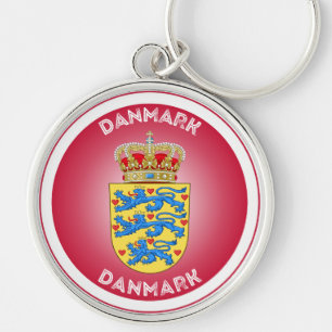 Dänisches Wappen Kreisform Schlüsselanhänger