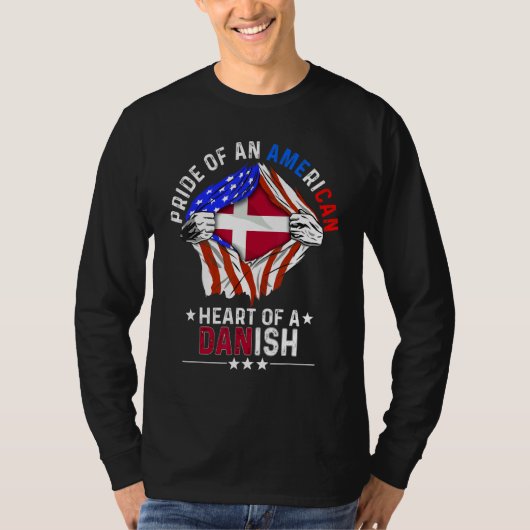 Danish American America Pride Foreign Country Denm T-Shirt (Vorderseite)