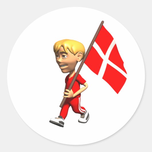 Danish Boy Runder Aufkleber (Vorderseite)