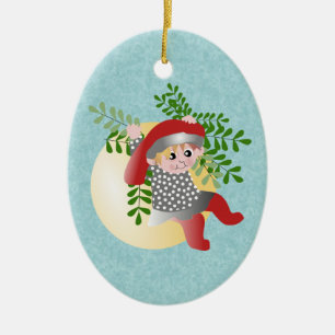 Danish Christmas Elf Keramikornament