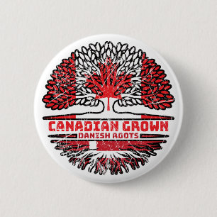 Danish Denmark Canadian Canada Tree Roots Flag Button